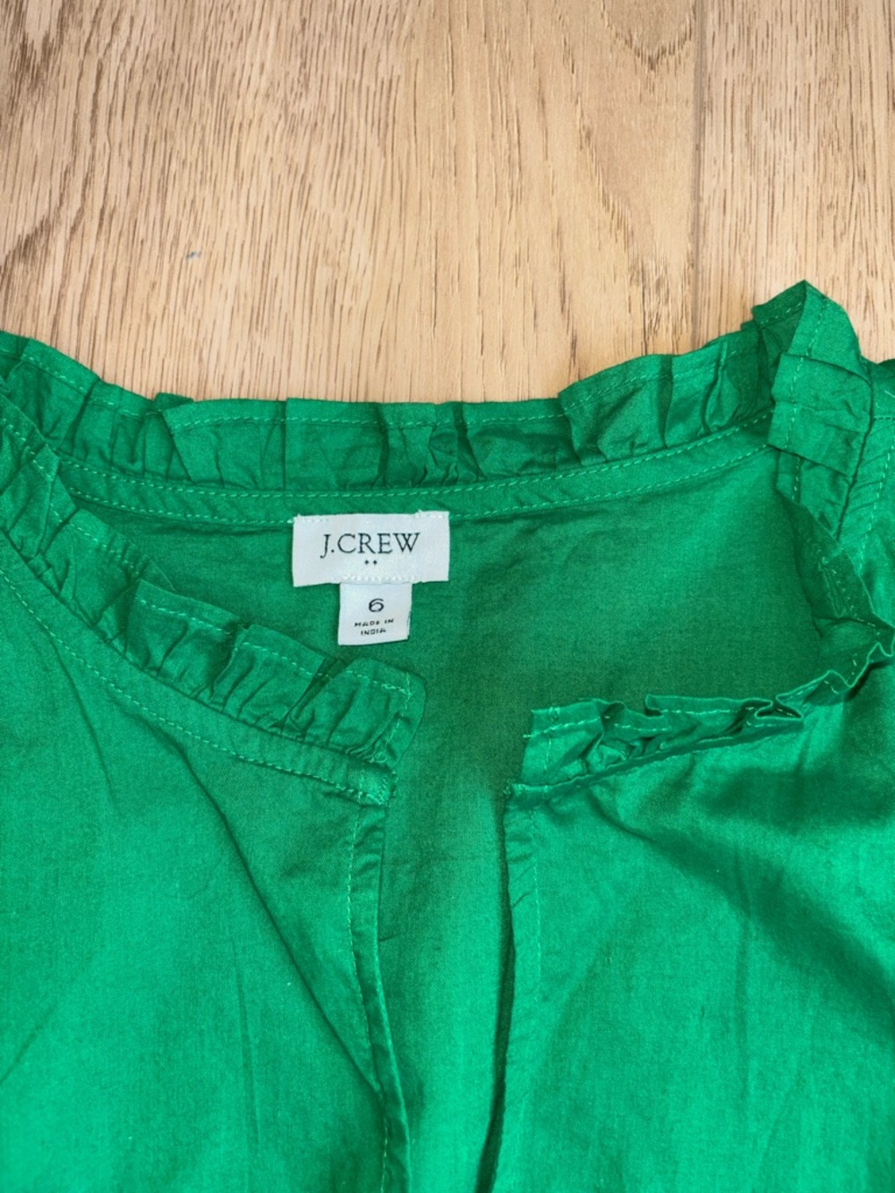 Cotton Summer Graduation Dress Green Ruffle Hem Women's Maxi Size 6 J. Crew - Picture 7 of 10